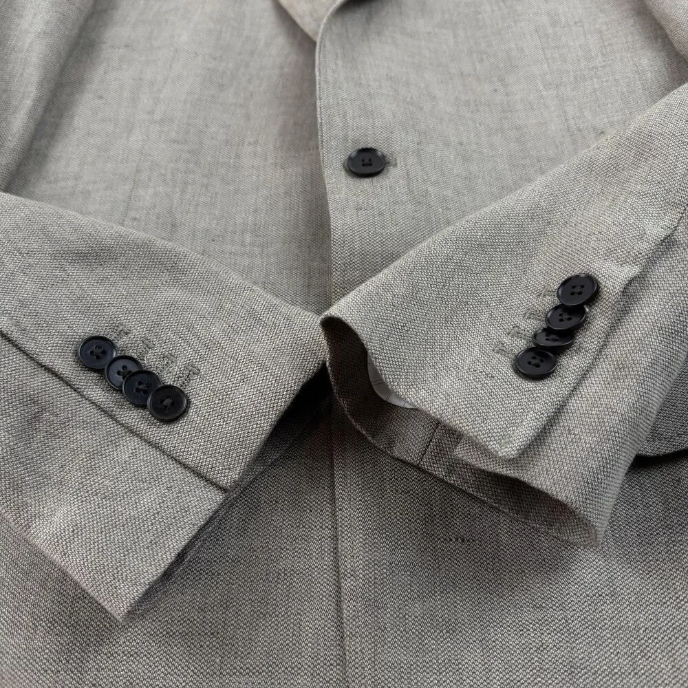 Banana Republic Mens 40L Linen Sportcoat Beige Khaki Tailored Fit Surgeon Cuffs